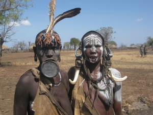 mursi women one with and one without a lip plate arba minch