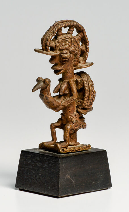 Yoruba Bronze Figure with Bird