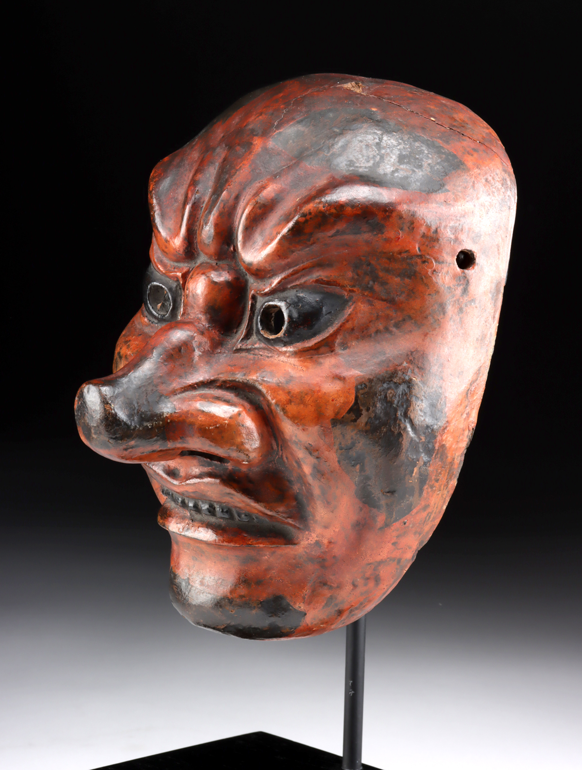 Japanese Wood Tengu Red Demon Noh Face Mask